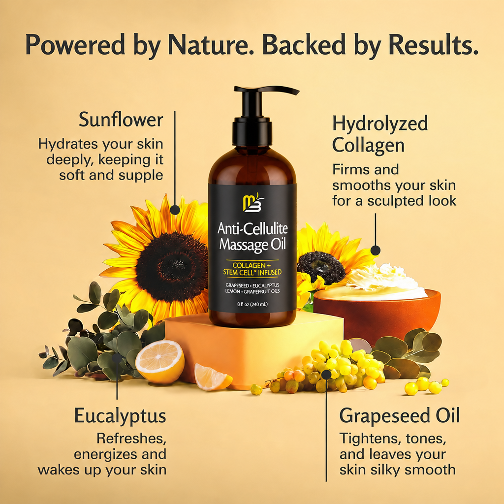 Anti-Cellulite Massage Oil, Collagen + Stem Cell Infused